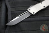 Microtech Combat Troodon OTF Knife- Single Edge- Titanium Gray Handle- Black Part Serrated Blade 143-2 TG