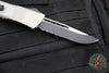 Microtech Combat Troodon OTF Knife- Single Edge- Titanium Gray Handle- Black Part Serrated Blade 143-2 TG