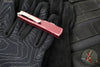 Microtech UTX-70 OTF Knife- Double Edge- Distressed Merlot Red Handle- Double Full Serrated Apocalyptic Blade 147-D12 DMR