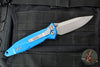 Microtech Socom Elite- Single Edge- Manual Folder- Blue Handle- Apocalyptic plain edge Blade 160-10 APBL