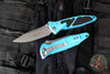 Microtech Socom Elite- Manual Folder- Single Edge- Turquoise Handle- Apocalyptic Blade 160-10 APTQ