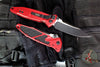 Microtech Socom Elite- Manual Folder- Single Edge- Red Handle- Two-tone Black Blade 160-1 RD