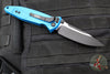 Microtech Socom Elite- Manual Folder- Single Edge- Blue Handle- Two-tone Black Blade 160-1 BL