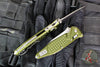 Microtech Socom Elite- Ram-Lok Manual Folder- Single Edge- OD Green Frag Pattern Handle- Stonewash Blade 160RL-10 FROD