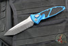 Microtech Socom Elite OTS Knife- Tanto Edge- Blue Handle- Stonewash Full Serrated Blade 161A-12 BL