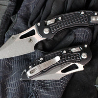 Microtech Stitch RAM LOK Knife- MINI- Black Frag Pattern Aluminum Handle- Stonewash Blade 169MRL-10 FR