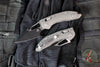 Microtech Stitch RAM LOK Knife- MINI- Natural Color Finished Frag Pattern Aluminum Handle- Black Blade 169MRL-1 FRNC