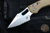 Microtech Stitch RAM LOK Knife- Tan Fluted G-10 Handle- Stonewash Part Serrated Blade 169RL-11 FLGTTA