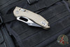 Microtech Stitch RAM LOK Knife- Tan Fluted G-10 Handle- Two-Tone Black Plain Edge Blade 169RL-1 FLGTTA