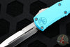 Microtech Hera II OTF Knife- MINI- Bayonet Edge- Turquoise Handle- Satin Blade 1701M-4 TQ