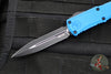 Microtech Hera II OTF Knife- MINI- Double Edge- Blue Handle- Black Plain Blade 1702M-1 BL