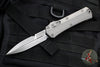 Microtech Glykon OTF Knife- Bayonet Edge- Natural Clear Finished Handle With Bead Blast Titanium Accents and Hardware- Apocalyptic Plain Edge Blade 184-10 APNC