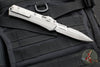 Microtech Glykon OTF Knife- Bayonet Edge- Natural Clear Finished Handle With Bead Blast Titanium Accents and Hardware- Apocalyptic Plain Edge Blade 184-10 APNC