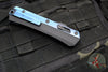 Microtech Glykon OTF Knife- Bayonet Edge- Black Handle With Blue Titanium Accents and Hardware- Black DLC Finished Serrated Upper Blade 184-2 DLCBL