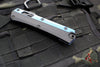 Microtech Glykon OTF Knife- Bayonet Edge- Black Handle With Blue Titanium Accents and Hardware- Black DLC Finished Serrated Upper Blade 184-2 DLCBL