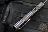 Microtech Glykon OTF Knife- Bayonet Edge- Black Handle With Tony Marfione Hand Flamed Titanium Accents and DLC Hardware- Black DLC Finished Serrated Upper Blade 184-2 DLCFA