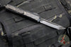 Microtech Makora- Shadow Edition- Tanto Edge- Black Handle- Black Metal Bubble Inlay- Black DLC Full Serrated Blade- Black DLC HW 207-3 DLCTBISH