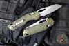Microtech Knives- M.S.I. Ram-Lok Folder- Fluted Pattern Distressed Grenade Green Aluminum Handle- Apocalyptic Plain Edge Blade 210-10 FLDGG-U25