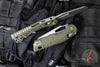 Microtech Knives- M.S.I. Ram-Lok Folder- Fluted Pattern Distressed Grenade Green Aluminum Handle- Apocalyptic Plain Edge Blade 210-10 FLDGG-U25