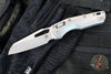 Marfione Select- M.S.I. Ram-Lok Folder- Smooth Stonewash Finished Titanium Handle- Stonewash Plain Edge Blade- Blue Backspacer 210-10 MS2