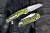 Microtech Knives- M.S.I. Ram-Lok Folder- MINI- Frag Pattern OD Green Finished Aluminum Handle- Apocalyptic Plain Edge Blade 210M-10 APFROD