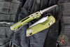 Microtech Knives- M.S.I. Ram-Lok Folder- MINI- Fluted Pattern OD Green Finished Aluminum Handle- Stonewash Plain Edge Blade 210M-10 FLOD