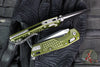 Microtech Knives- M.S.I. Ram-Lok Folder- MINI- Frag Pattern OD Green Finished Aluminum Handle- Two-Tone Black Plain Edge Blade 210M-1 FROD