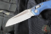 Microtech Knives- M.S.I. Ram-Lok Folder- MINI- Marfione Select- Fluted Antique Blue Finished Titanium Handle- Apocalyptic Full Serrated Edge Blade 210M-12 APFLMS2