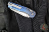 Microtech Knives- M.S.I. Ram-Lok Folder- MINI- Marfione Select- Fluted Antique Blue Finished Titanium Handle- Apocalyptic Full Serrated Edge Blade 210M-12 APFLMS2