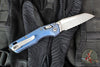 Microtech Knives- M.S.I. Ram-Lok Folder- MINI- Marfione Select- Smooth Antique Blue Finished Titanium Handle- Apocalyptic Full Serrated Edge Blade 210M-12 APMS2