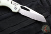 Microtech Knives- M.S.I. Ram-Lok Folder- White Tri-Grip Injection Molded Handle- Stonewash Part Serrated Edge Blade 210T-11 PMWH