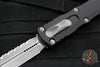 Microtech Dirac Delta OTF Knife- Double Edge- Black Handle- Apocalyptic Full Serrated Blade 227-12 AP