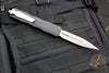 Microtech Dirac Delta OTF Knife- Double Edge- Black Handle- Apocalyptic Full Serrated Blade 227-12 AP
