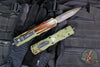 Microtech Dirac Delta OTF Knife- Double Edge- Outbreak Finished Handle- Outbreak Distressed Black Full Serrated Edge Blade 227-3 OBDS