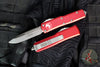 Microtech UTX-85 OTF Knife- Single Edge- Red Handle- Stonewash Blade 231-10 RD