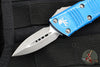 Microtech Mini Troodon OTF Knife- Double Edge- Distressed Blue Handle- Apocalyptic Blade 238-10 DBL