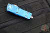 Microtech Mini Troodon OTF Knife- Double Edge- Distressed Blue Handle- Apocalyptic Blade 238-10 DBL
