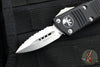 Microtech Mini Troodon OTF Knife- Double Edge- Black Handle- Stonewash Full Serrated Blade 238-12