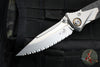 Microtech Socom Bravo- MINI- Single Edge- Bead Blast Finish Titanium Handle with Carbon Fiber Scales- Bead Blast Full Serrated Blade- Bronze Pivot Collar 260M-9 CFTI