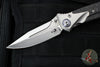 Microtech Socom Bravo- MINI- Spearpoint Edge- Titanium Handle with Carbon Fiber Scales- Satin Finished Plain Edge- Blue Pivot Collar 262M-4 CTFI