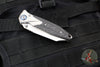 Microtech Socom Bravo- MINI- Warcom Edge- Titanium Handle with Carbon Fiber Scales- Satin Finished Plain Edge- Blue Pivot Collar 263M-4 CTFI