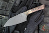 Microtech Cutlery- Santoku 4.2"- Bronzed Bead Blast Titanium Bolster- Live Wire Carbon Fiber Handle- Black DLC Blade 3300B-1 DLCLWCFS