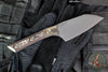 Microtech Cutlery- Santoku 4.2"- Bronzed Bead Blast Titanium Bolster- Live Wire Carbon Fiber Handle- Black DLC Blade 3300B-1 DLCLWCFS