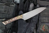 Microtech Cutlery- Utility 6"- Bronzed Titanium Bolster- Livewire Carbon Fiber Handles- Black DLC Blade 3400B-1 DLCLWCFS