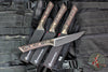 Microtech Cutlery- Steak Knife Set of Four 4.5"- Bronzed Titanium Bolster- Live Wire Carbon Fiber Handles- Black DLC Blade 3600B-1 SETDLCLWCFS