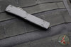 Microtech UTX-70 OTF Knife- Warhound Edge- Shadow- Black Handle With Deep Etched Logo- Black DLC Plain Edge Blade 419W-1 DLCTSH