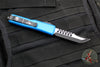 Microtech UTX-85 OTF Knife- Hellhound Edge- Blue Handle- Black Blade 719-1 BLS