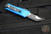 Microtech Mini Troodon OTF Knife- Hellhound Edge- Blue Handle- Black Blade 819-1 BLS
