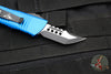 Microtech Mini Troodon OTF Knife- Hellhound Edge- Blue Handle- Black Blade 819-1 BLS