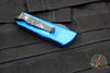 Microtech Mini Troodon OTF Knife- Hellhound Edge- Blue Handle- Black Blade 819-1 BLS